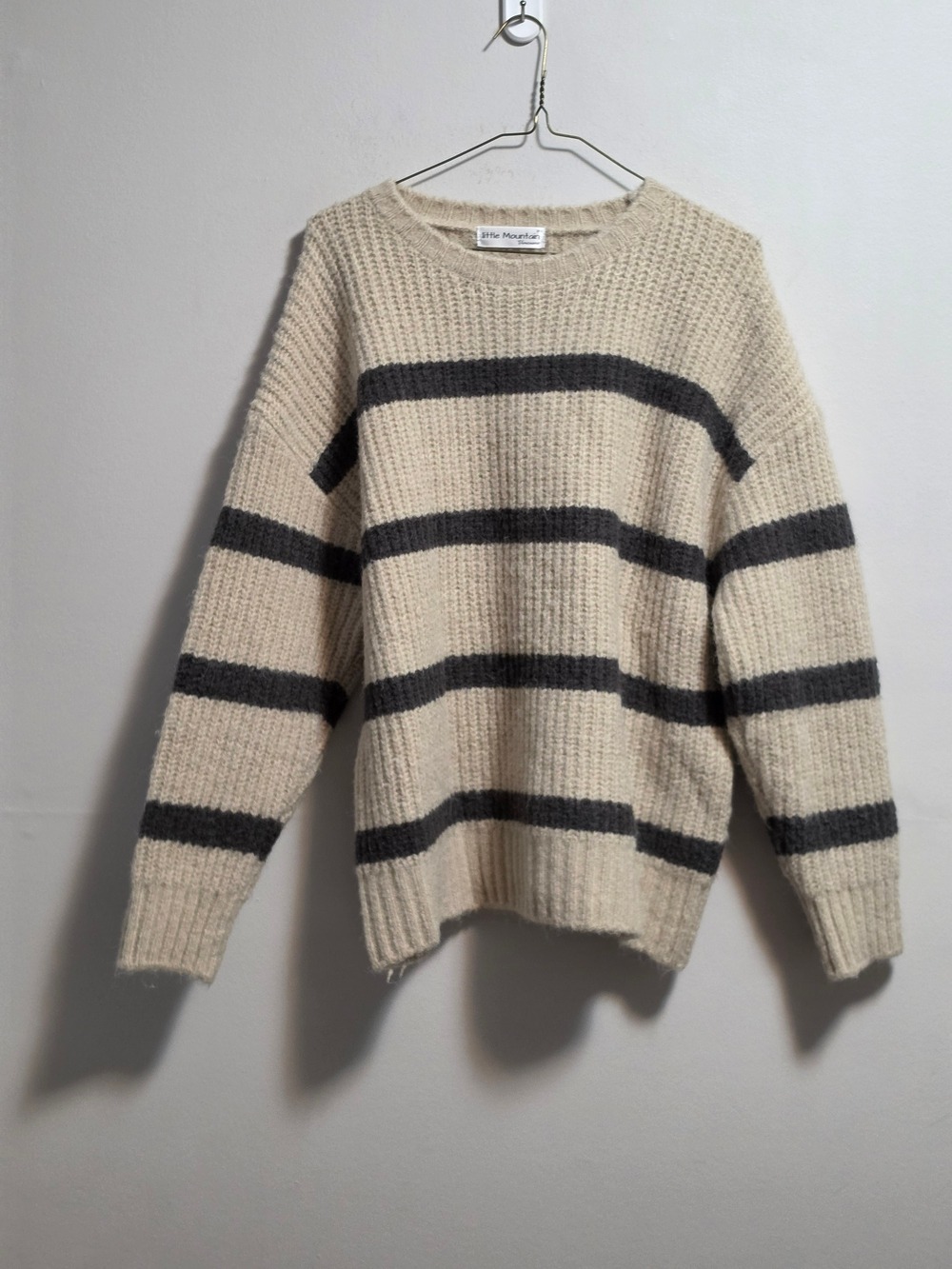 Little Mountain  Cordova Striped Crewneck Sweater - Beige & Charcoal